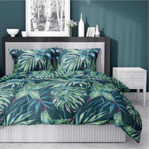 Pościel satynowa 180x200 4765 A zielona liście Home Satin 54 Pościel satynowa 180x200 4765 A zielona liście Home Satin 54