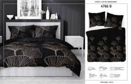 Pościel satynowa 180x200 4766 B czarna liście miłorzębu Home Satin 54