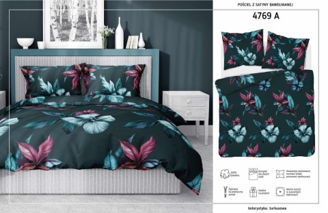 Pościel satynowa 180x200 4769 A ciemna zielona kwiaty Home Satin 54 Pościel satynowa 180x200 4769 A ciemna zielona kwiaty Home Satin 54