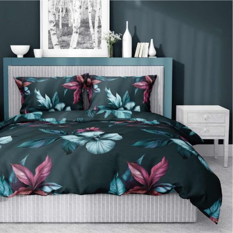 Pościel satynowa 180x200 4769 A ciemna zielona kwiaty Home Satin 54 Pościel satynowa 180x200 4769 A ciemna zielona kwiaty Home Satin 54