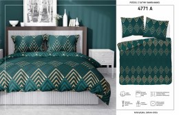 Pościel satynowa 180x200 4771 A zielona złota wzór geometryczny Home Satin 54