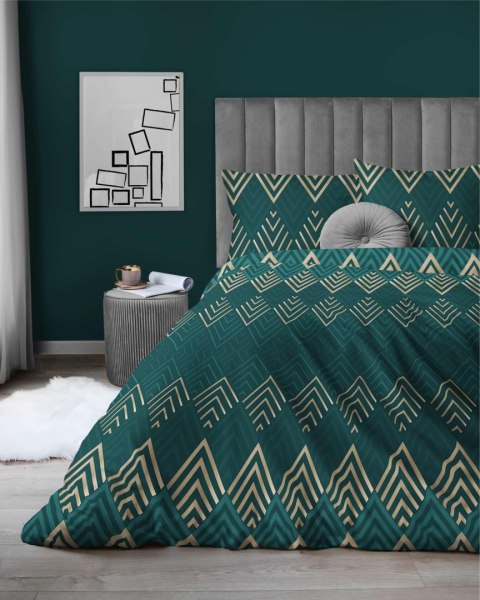Pościel satynowa 180x200 4771 A zielona złota wzór geometryczny Home Satin 54 Pościel satynowa 180x200 4771 A zielona złota wzór geometryczny Home Satin 54
