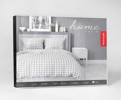 Pościel satynowa 180x200 4773 A szara biała kratka Home Satin 54 Pościel satynowa 180x200 4773 A szara biała kratka Home Satin 54