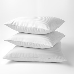 Poszewka adamaszkowa 70x80 biała jednobarwna paski 1 cm Pure