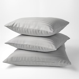 Poszewka adamaszkowa 70x80 szara jasna jednobarwna paski 1 cm Pure