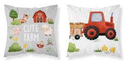 Poszewka bawełniana 40x40 Cute farm czerwony traktor urocza farma dwustronna PSBA 11 A Mayamoo 26