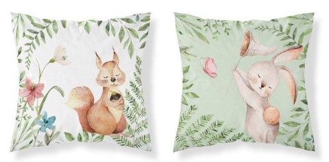 Poszewka bawełniana 40x40 Wiewiórka zajączek biała zielona PSBA 32 B Mayamoo 26 Poszewka bawełniana 40x40 Wiewiórka zajączek biała zielona PSBA 32 B Mayamoo 26