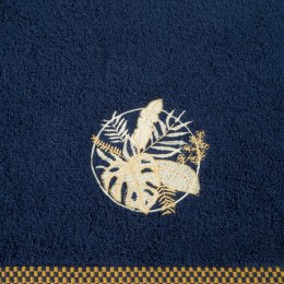 Ręcznik Palms 70x140 granatowy 500 g/m2 z haftem i ozdobną bordiurą Eurofirany