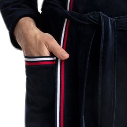 Szlafrok męski 854 XL welurowy granatowy kolorowa plisa Luna