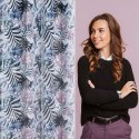 Zasłona 140x250 Malibu z motywami botanicznymi z błyszczącym nadrukiem gotowa na przelotkach F10 Zasłona 140x250 Malibu z motywami botanicznymi z błyszczącym nadrukiem gotowa na przelotkach F10