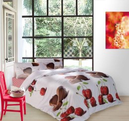 Pościel satynowa 160x200 czekolada wiśnie owoce Chocolate Valentini Faro