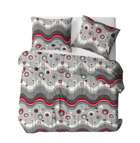Pościel z kory 160x200 wzór 014C Lizaki szare czerwone czarne guziki 100% bawełna gruba Pościel z kory 160x200 wzór 014C Lizaki szare czerwone czarne guziki 100% bawełna gruba