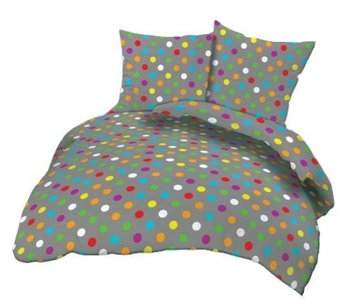 Pościel z kory 200x220 030B szara groszki kolorowe guziki 100% bawełna Pościel z kory 200x220 030B szara groszki kolorowe guziki 100% bawełna