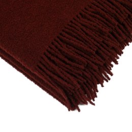 Koc wełniany merynos Buckle 140x200 bordowy z frędzlami