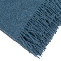 Koc wełniany merynos Buckle 140x200 niebieski denim z frędzlami Koc wełniany merynos Buckle 140x200 niebieski denim z frędzlami