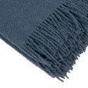 Koc wełniany merynos Buckle 140x200 niebieski stalowy z frędzlami Koc wełniany merynos Buckle 140x200 niebieski stalowy z frędzlami