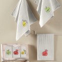 Komplet ścierek kuchennych ROKKO 40x60 3szt waflowa struktura z haftowanyi owocami /3775/V1/