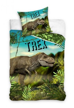 Pościel bawełniana 140x200 Trex Dinozaur zielona z jedną poszewką 70x90 C24