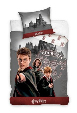 Pościel bawełniana 160x200 Harry Potter szara z jedną poszewką 70x80 C24