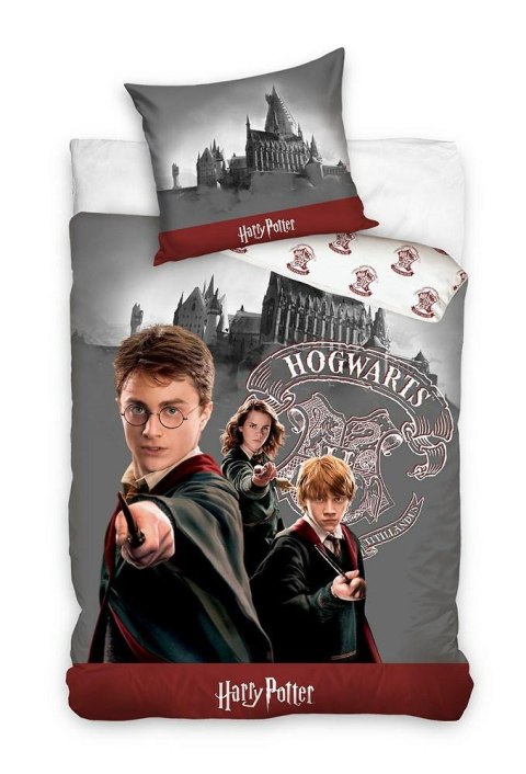 Pościel bawełniana 160x200 Harry Potter szara z jedną poszewką 70x80 C24 Pościel bawełniana 160x200 Harry Potter szara z jedną poszewką 70x80 C24