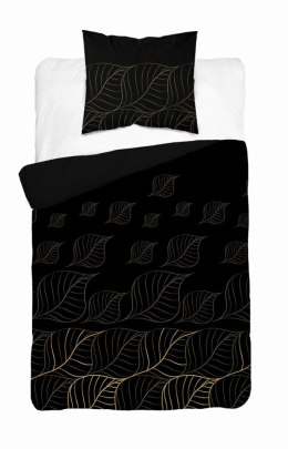 Pościel satynowa 140x200 Czarna złote liście 4815 A Home Satin 58