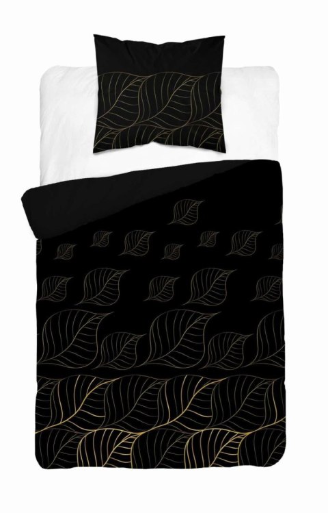 Pościel satynowa 140x200 Czarna złote liście 4815 A Home Satin 58