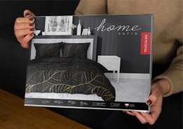 Pościel satynowa 140x200 Czarna złote liście 4815 A Home Satin 58