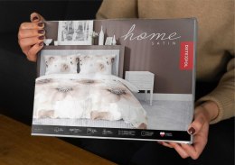 Pościel satynowa 160x200 Biała w beżowe kwiaty 4817 B Home Satin 58