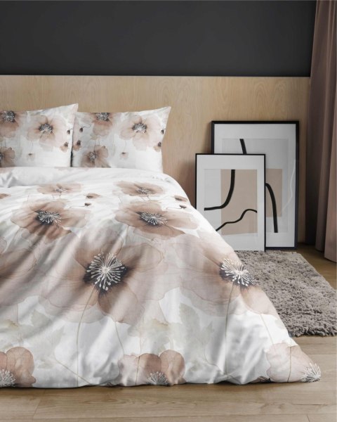 Pościel satynowa 160x200 Biała w beżowe kwiaty 4817 B Home Satin 58 Pościel satynowa 160x200 Biała w beżowe kwiaty 4817 B Home Satin 58