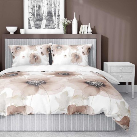 Pościel satynowa 160x200 Biała w beżowe kwiaty 4817 B Home Satin 58 Pościel satynowa 160x200 Biała w beżowe kwiaty 4817 B Home Satin 58