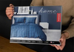 Pościel satynowa 160x200 Granatowa krata 4812 A Home Satin 58