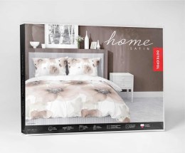 Pościel satynowa 180x200 Biała w beżowe kwiaty 4817 B Home Satin 58
