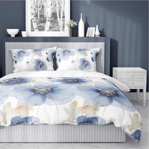 Pościel satynowa 180x200 Biała w niebieskie kwiaty 4817 A Home Satin 58 Pościel satynowa 180x200 Biała w niebieskie kwiaty 4817 A Home Satin 58