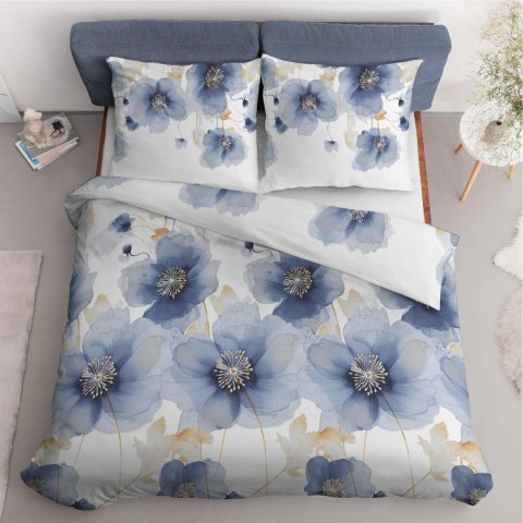 Pościel satynowa 180x200 Biała w niebieskie kwiaty 4817 A Home Satin 58 Pościel satynowa 180x200 Biała w niebieskie kwiaty 4817 A Home Satin 58