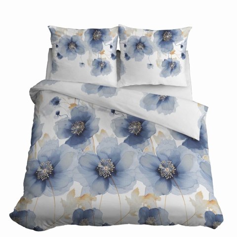 Pościel satynowa 180x200 Biała w niebieskie kwiaty 4817 A Home Satin 58 Pościel satynowa 180x200 Biała w niebieskie kwiaty 4817 A Home Satin 58