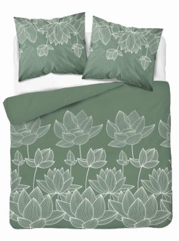 Pościel satynowa 180x200 Kwiaty lotosu zielona 4818 A Home Satin 58
