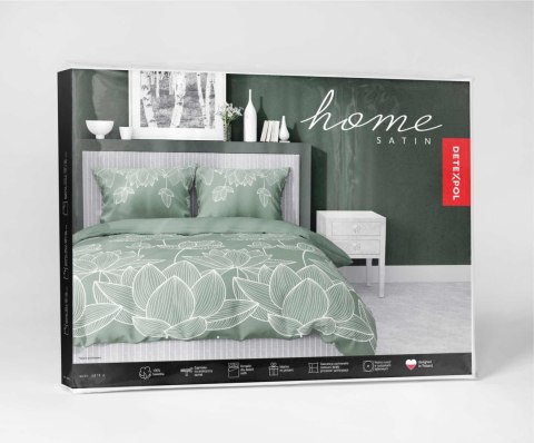 Pościel satynowa 180x200 Kwiaty lotosu zielona 4818 A Home Satin 58 Pościel satynowa 180x200 Kwiaty lotosu zielona 4818 A Home Satin 58