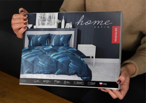 Pościel satynowa 180x200 Liście granatowa 4813 A Home Satin 58 Pościel satynowa 180x200 Liście granatowa 4813 A Home Satin 58