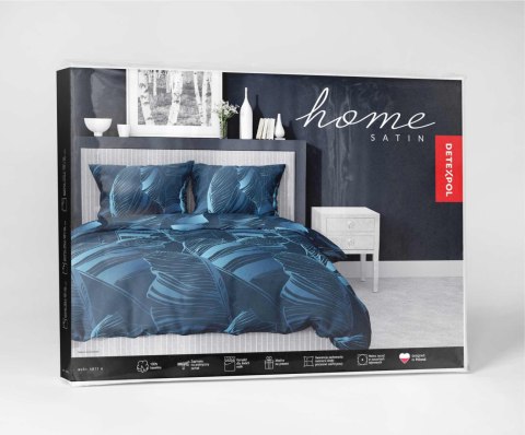 Pościel satynowa 180x200 Liście granatowa 4813 A Home Satin 58 Pościel satynowa 180x200 Liście granatowa 4813 A Home Satin 58