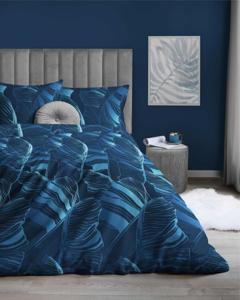 Pościel satynowa 180x200 Liście granatowa 4813 A Home Satin 58 Pościel satynowa 180x200 Liście granatowa 4813 A Home Satin 58