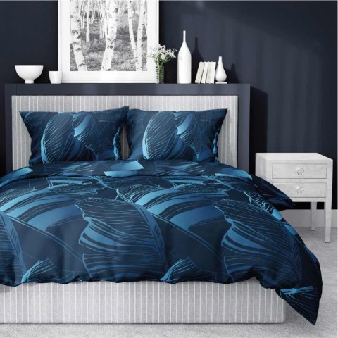 Pościel satynowa 180x200 Liście granatowa 4813 A Home Satin 58 Pościel satynowa 180x200 Liście granatowa 4813 A Home Satin 58
