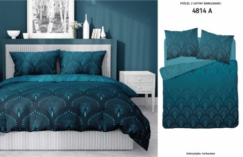 Pościel satynowa 180x200 Pawie ogony turkusowa 4814 A Home Satin 58 Pościel satynowa 180x200 Pawie ogony turkusowa 4814 A Home Satin 58