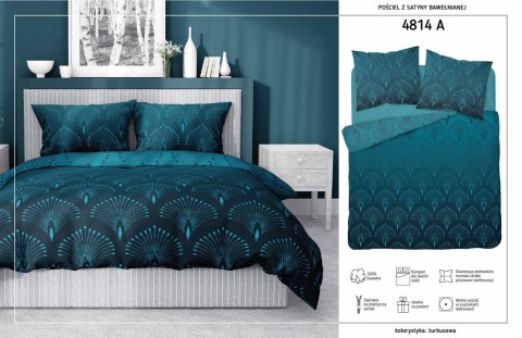 Pościel satynowa 180x200 Pawie ogony turkusowa 4814 A Home Satin 58 Pościel satynowa 180x200 Pawie ogony turkusowa 4814 A Home Satin 58