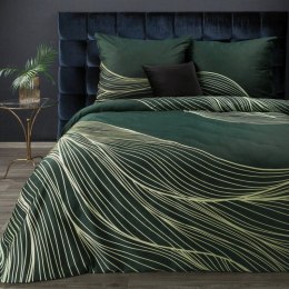Pościel satynowa 180x200 Premium 3 zielona złota liście Eurofirany