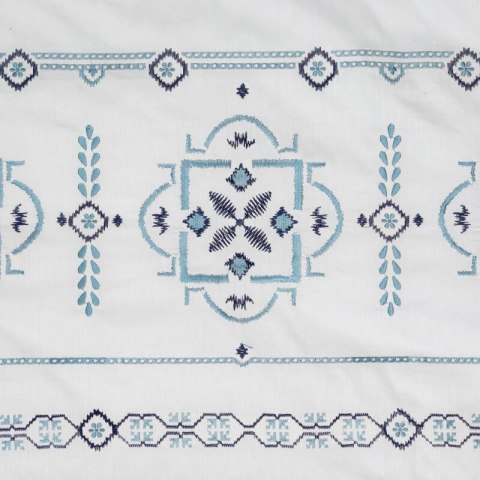 Pościel satynowa 220x200 Haftowana biała niebieska z greckim wzorem Eurofirany Pościel satynowa 220x200 Haftowana biała niebieska z greckim wzorem Eurofirany