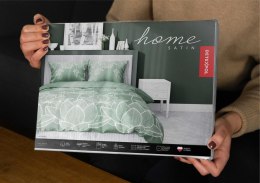 Pościel satynowa 220x200 Kwiaty lotosu zielona 4818 A Home Satin 58