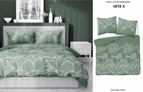Pościel satynowa 220x200 Kwiaty lotosu zielona 4818 A Home Satin 58 Pościel satynowa 220x200 Kwiaty lotosu zielona 4818 A Home Satin 58