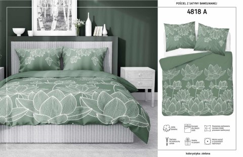Pościel satynowa 220x200 Kwiaty lotosu zielona 4818 A Home Satin 58 Pościel satynowa 220x200 Kwiaty lotosu zielona 4818 A Home Satin 58
