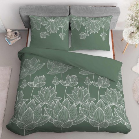 Pościel satynowa 220x200 Kwiaty lotosu zielona 4818 A Home Satin 58 Pościel satynowa 220x200 Kwiaty lotosu zielona 4818 A Home Satin 58
