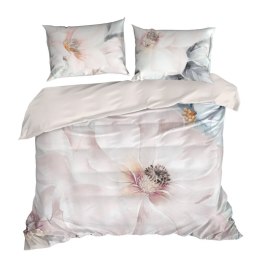 Pościel satynowa 220x200 Premium 18 pudrowa różowa kwiaty Eurofirany